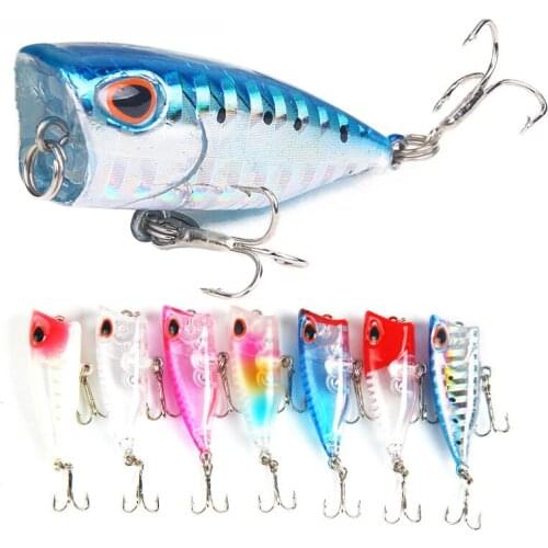 1Pcs Popular 4cm 3.3g Popper Fishing Lure Hard Artificial Bait with 2 Treble Hooks Fishing Wobblers Crankbait Pesca YU076