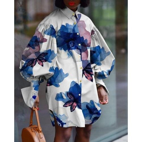 VAZN 2021 Hot Latest Style Shirt Dress High-end Plus Size Young Overalls Retro Chiffon Full Sleeve Nature Women Midi Dress