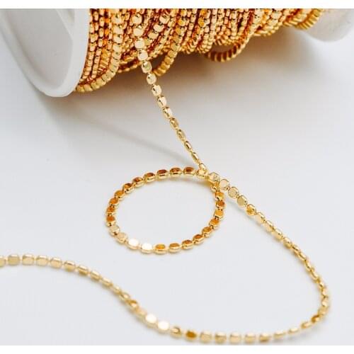 Gold Plated Brass Beaded Chains 2mm, Craft Jewelry Chain , For Necklaces Bracelets DIY Jewelry Making (#LK-198)/ 1 Meter=3.3 Ft