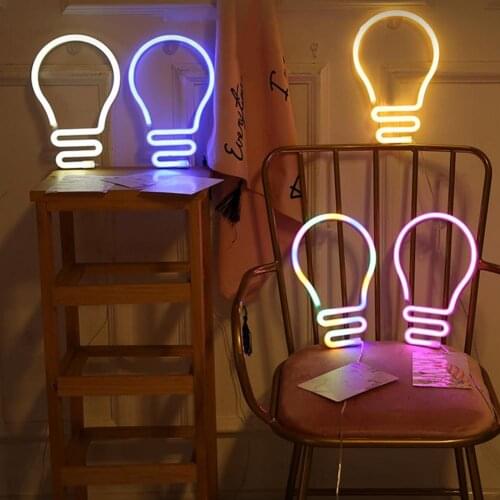 Practical Colorful Rainbow Bulb Shape LED Neon Sign Light Lamp Decoration for Room for Party for Wedding for Home for Bar