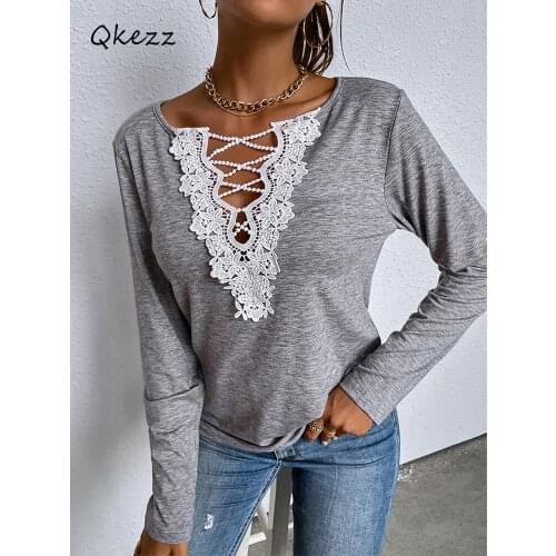 Женские однотонные футболки Qkezz China At AliExpress