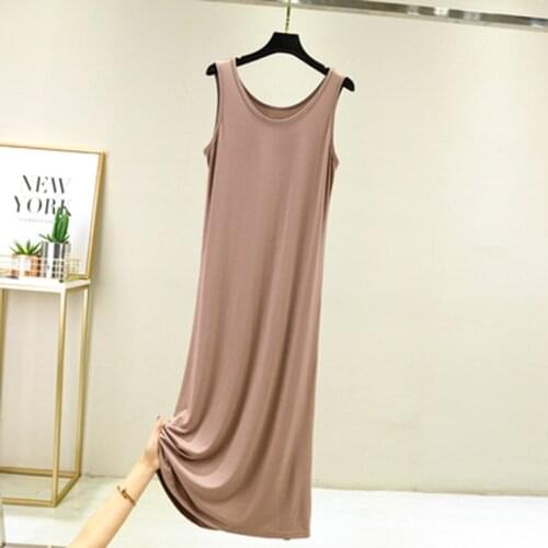 Plus size Nightgown summer female modal dress loose casual dress long vest skirt pregnant woman beach Ice silk skirt Sleepwear