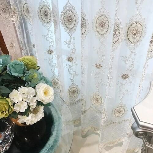 Luxurious Euro Style Tulle Embroidery Flower Indoor Decorative Window Sheer Curtain For Living Room Bedroom Home Decor
