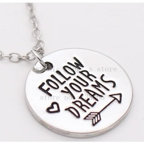 "Follow Your Dreams "Hand Stamped Necklace. Inspirational Necklace, Dream Necklace, Dream Jewelry ,Graduation Gift, Arrow