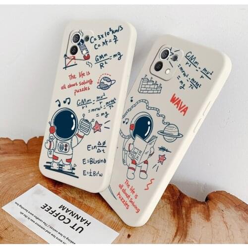 Thin Astronaut Pattern Case For Xiaomi Mi 11 10T 10 lite 9T Note 10 Redmi Note 9 9T 8 8Pro 7 7Pro 9 9A K30 K20 Liquid Silicone