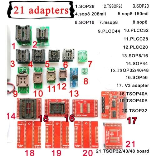21 pcs Universal adapters kits for Mini pro high speed TL866II plus XP8710 usb programmer IC chip socket