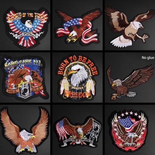 Bikers Eagle Embroidered Patch for Clothing Iron on Sew Applique Cute Fabric Clothes Shoes Bags DIY Ride Free Decoration Patches