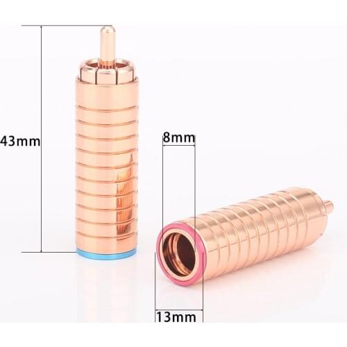 4/pcs Red copper plated RCA interconnect plug audio cable plug