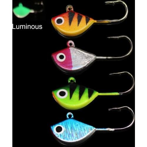 WALK FISH 4PCS 2.5cm 2.5g Winter Ice Jig Luminous Bait Metal Lead Head Fishing Hooks Fishing Lure Ice Bait Sinking Fishing Gear