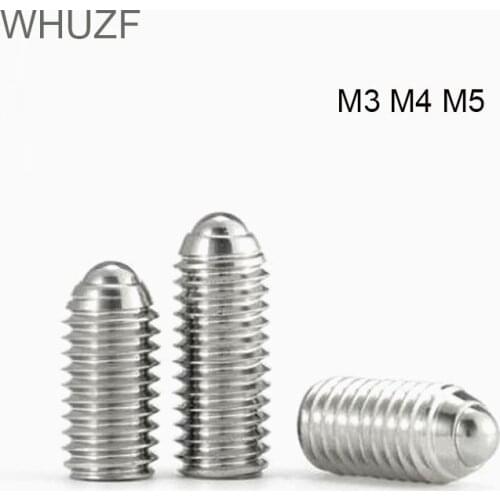 WHUZF 100pcs Hex Hexagon Socket Ball Domed Point Set Screws Metric Spring Plunger Screw Stainless Steel M2/M3/M4/M5