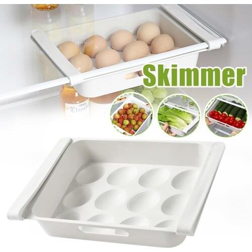 Refrigerator Food Storage Box Drawer Organizer Pull Out Fridge Shelf Holder Storage Box 12-Egg Tray Egg Holder