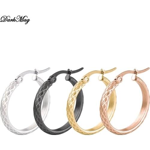 DarkMagPunk Style Fashion Geometric Stainless Steel Small Circle Hoop Earrings for Womens Girls Punk Jewelry
