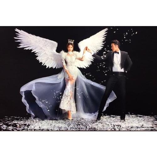 Victorias Secret Pure white angel feather wing adult model runway underwear show festival party wings Christmas wedding