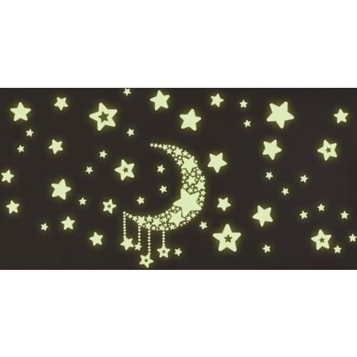Star moon Luminous Sticker kids rooms Living room bedroom Glow in the dark decoration home decals fluorescent Wall Stickers
