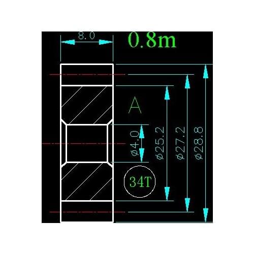 0.8m 34T/Hole 4mm 5mm 6mm 8mm/width 8mm/For Meat Grinder Parts etc