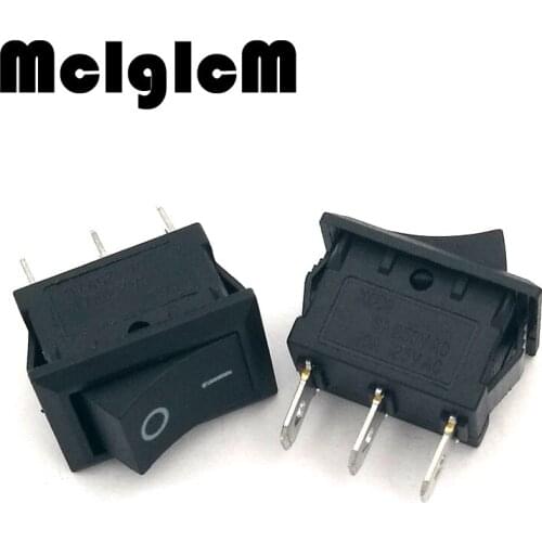 10pcs/lot Mini Boat Rocker Switch 6A 250V AC / 10A 125V AC SPDT Snap in 3 pin ON-OFF I/O 21*15MM