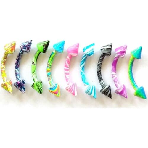 Body Piercing Jewelry Mix 100pcs New Color 16G Stainless Steel Eyebrow Piercing With Cone Helix Curved Barbells Eyebrow Rings