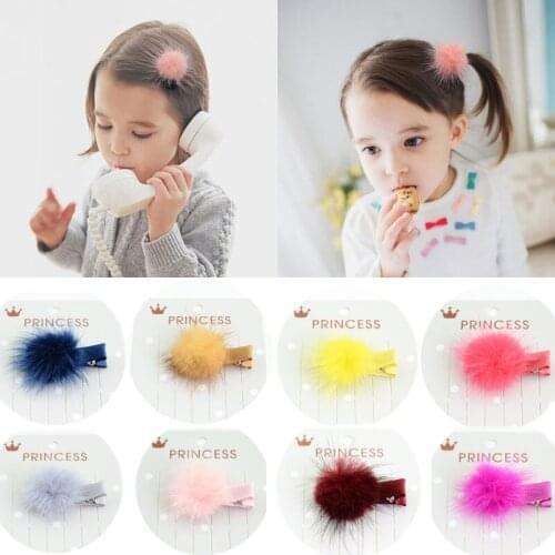 Hot 2PCS Cute Hair Ball Baby Hairpins Princess Barrette Children Hair Clips Girls Headwear Styling Accessory