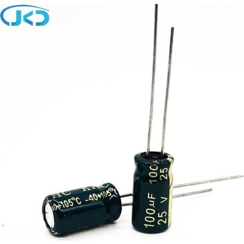 30pcs/lot 25V 100UF 6*12mm high frequency low impedance aluminum electrolytic capacitor 100uf 25v 20