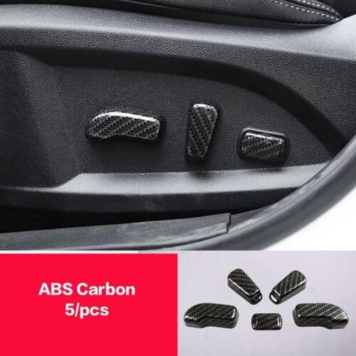 For Renault Alaskan 4WD 2016 2017 ABS Matte/Carbon Car Accessrioes Seat Adjustment Knob Button Switch Trim Parts Sticker 5Pcs