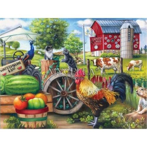Farm 5d Diy Diamond Painting Chicken & Cats Animals Full Diamond Embroidery Needlework Diamond Mosaic Home Decor Christmas Gifts