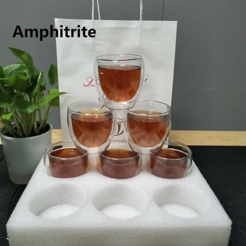 6pc Case Of This Double Layer Glass 250/350ml Glass Of Glass Beer Coffee Cup Of Transparent Water Glass Attacked Glass Of Water