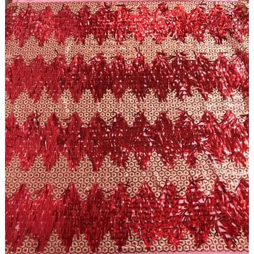 Hot Sale African Sequins Lace Fabric High Quality Nigeria Lace African French Net Lace Fabric For Red Party Dress J20601