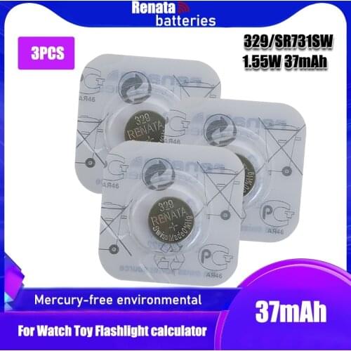 3PCS Renata 329 100% Original Brand New Silver Oxide Watch Battery LONG LASTING SR731SW D329 V329 Button Coin Cell Batteries
