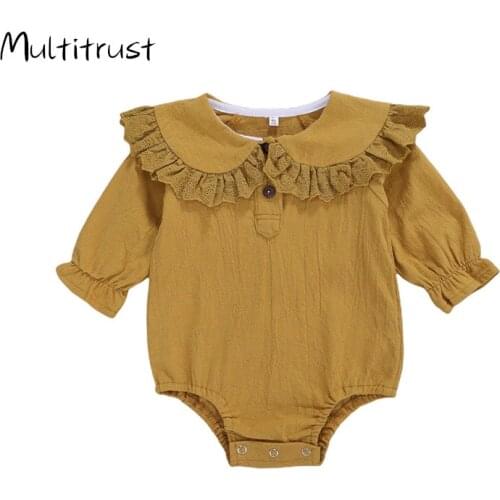 Infant Baby Kids Girls Doll Collar Bodysuit Casual Clothes Autumn winter newborn long sleeve bodysuits kids girl jumpsuit 2020