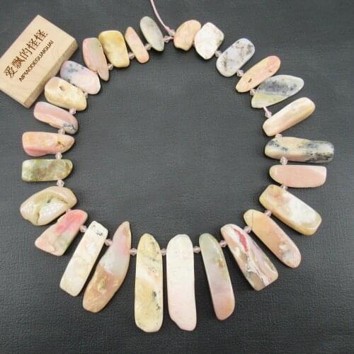APDGG Natural Top-drilled Nugget Pink Opal Beads Raw Rough Irregular Stone 16" Strand Jewelry Making DIY