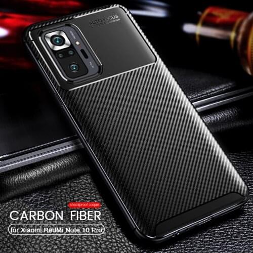 Para funda on red mi note10 pro case carbon fiber phone covers for xiaomi redmy redmi note 10 pro soft silicone shockproof coque
