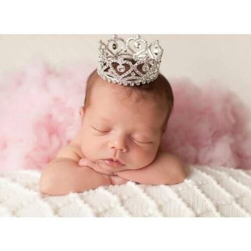 Baby Party Costume Tiara Princess Rhinestone Crown Newborn Photography Props For Studio Shooting Tiara Headband fotografia