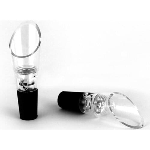 Wide Mouth Design Plastic Spout Red Wines Pourers Aerator With Stainless Steel Strainer LX4354