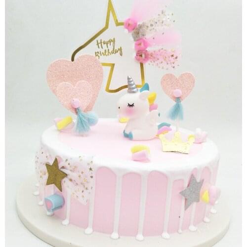 Unicorn Resin Caketopper Unicornio Cake Decoration Kids Baby Shower Birthday Party Decorations for Baking Dessert Cute Gifts