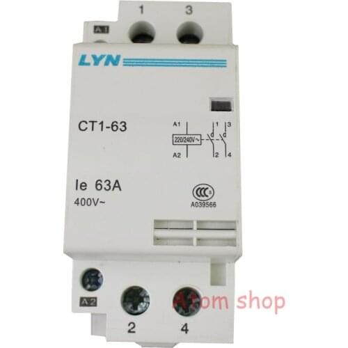 CT1-63 2P 63A AC220V normally open household AC contactor /Household contact module 2NO 2NC 1NO1NC