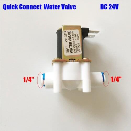 Water filter Quick connect Electric Water Valve 24V DC 1/4" Inlet Feed Valve for RO Reverse Osmosis water Purifier System