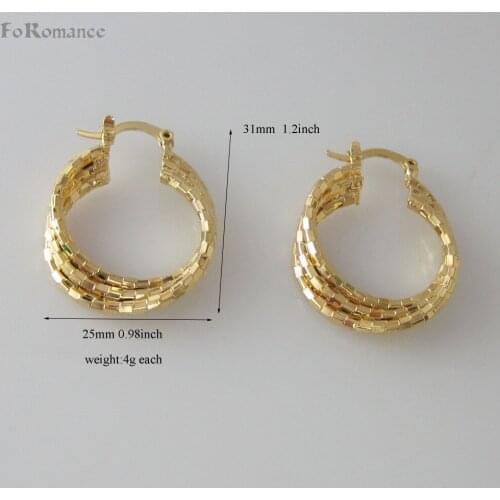 Foromance /CARVED SNAKE SKIN PATTERN- YELLOW GOLD GP HOOP SIZE 31mm * 25mm 1.2inch * 0.98" EARRING