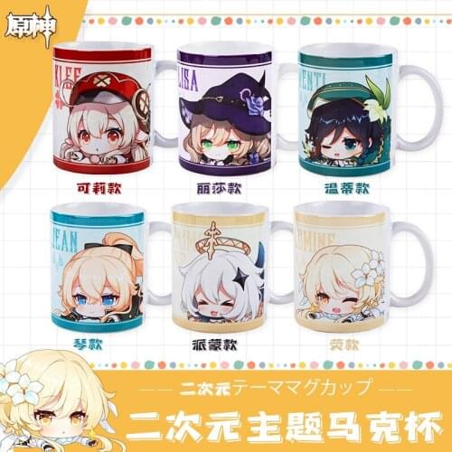 Anime Genshin Impact Paimon Venti Klee Lumine Jean Ceramic Mug Cup Cartoon Coffee Cup Water Bottle Xmas Gifts
