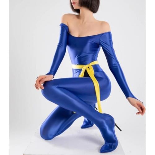 Plays the role of nylon pierced shoes and clothes, Womens Bodysuit One Piece Yoga Silky Sport long-sleeved Gym clothing