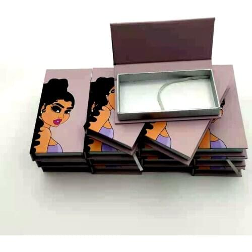 Lash Boxes Packaging Wholesale Mink False Eyelashes Case Empty and Tray Gift Purple Magnetic Box Makeup Storage
