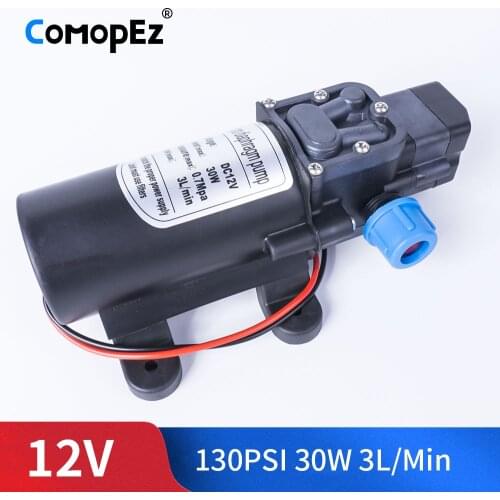 Mini DC 12V 30W 130PSI 3L / Min Water High Pressure Diaphragm Pump Self-Priming Pump Automatic Switch For Garden Wagon