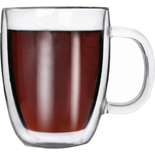 Multi-size Lead-free Double Wall Handmade Glass With Handle Heat Resistant Drink Cup Insulated Clear Glass Tea Coffee Drinkware