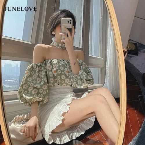 HStar 2020 Fashion Women Blouse Ladies Off Shoulder Floral Printed Tops Casual Short Sleeve Shirt Blouse Summer Set Wear Suits