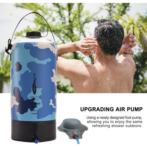 10L Inflatable Shower Bag With Foot Pump Pressure Bathing Water Bag Portable For Outdoor Travel Camping Beach Washing Cars Tools