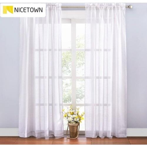 NICETOWN Linen Semi Sheer Curtains Light Filtering Airy Morden Sheer Drapes Bedroom Dining Office Apartment Living Room Window