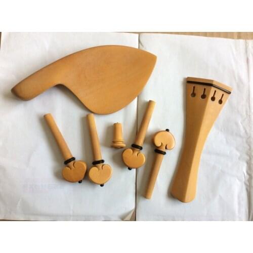 One set of natural boxwood violin fittings 4/4 size violin parts and accessories