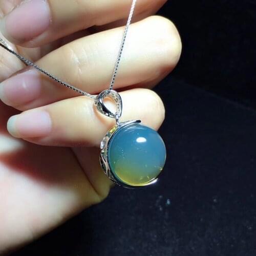 Natural blue amber pendants necklaces beads pendant with 925 sterling silver pendant rose gold necklace fine jewelry