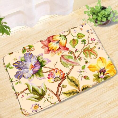 Modern Oil Paint pPlant Flower Bath Mat Aesthetic Art Entrance Door Mat Carpets Toilets Rug Bathroom Mats Set Bathroom Products