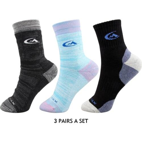 Clorts Thick CoolMax Sport Socks for Women Men 3 Pairs A Set Randomly Shipped Breathable Lightweight Outdoor Hiking Socks