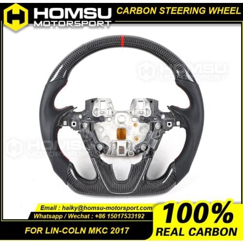 Universal car alcanta ra led available carbon fiber modified perforate leather wholesale steering wheel for lin coln mkc 2017